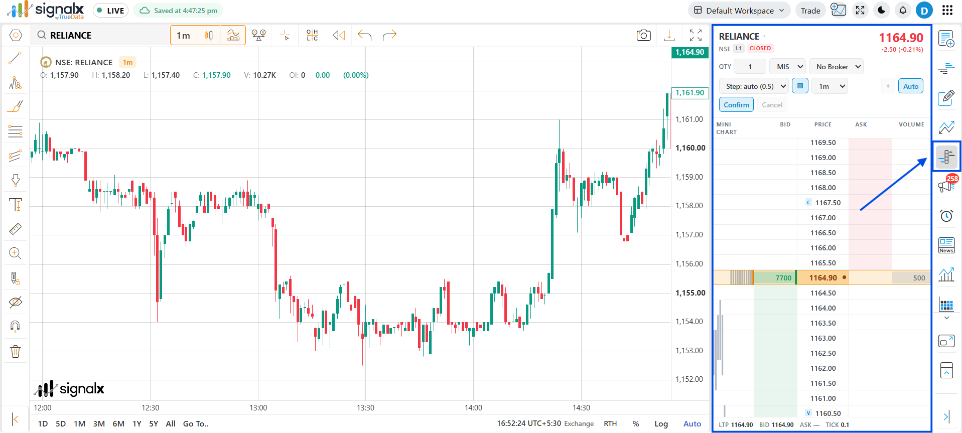 Price Ladder (DOM) in SignalX