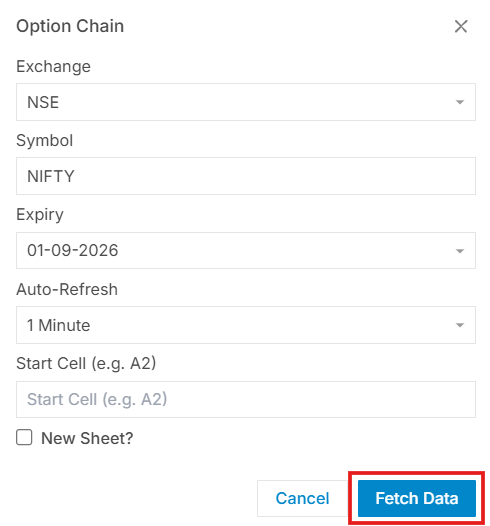 Option Chain Output