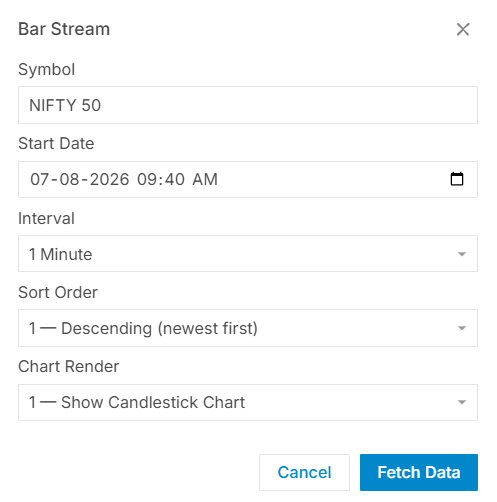 Bar Stream Result